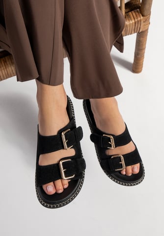 Wittchen Dames Zwarte Suède Leren Slippers