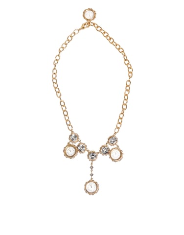 Gouden Kristallen Klok Hanger Statement Sieraden Ketting