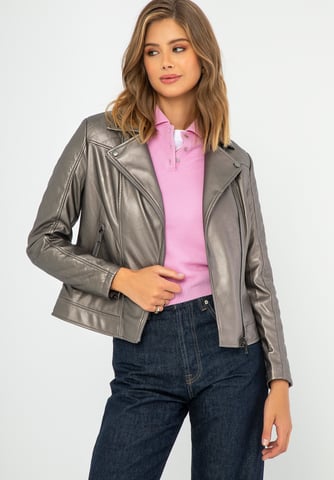 Wittchen Dames bikerjack van eco-leer, metallic bruin, lichtbruin