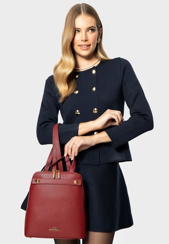 Wittchen Dames Leren Rugzak, Trapezium Rood, Natuurlijk Leer