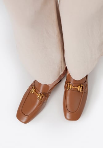 Wittchen Dames Leren Loafers met Open Hak Bruin Echt Leer