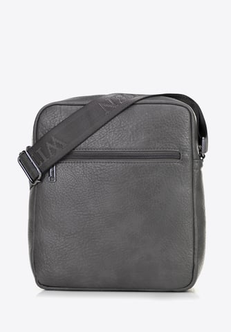 Wittchen Heren Imitatieleren Messenger Bag met Verstelbare Band, Grijs, Eco-leer