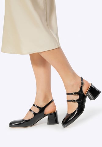 Wittchen Dames Leren Pumps met Bandjes Zwart Natuurlijk Leer