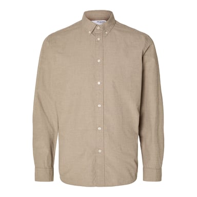 Selected Overhemden Rick Slim Fit Overhemd Morel Beige