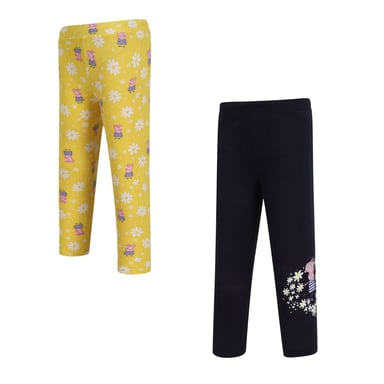 Regatta Kinder/Kinderen Bedrukte Peppa Pig Legging (Set van 2) (Maïs Geel/Navy)