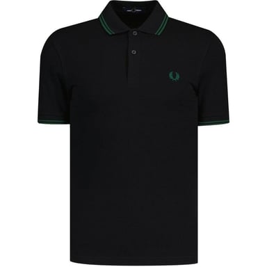 Fred Perry Herenpoloshirt met dubbele kraag (Zwart, Zwart)