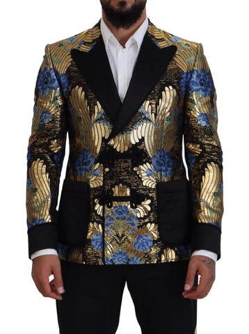 Bloemenbrokaat Blazer Dubbelgeknoopt