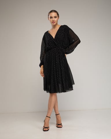 Jurk met geruite textuur en details