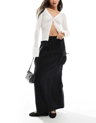 ASOS DESIGN cargomaxikjol i svart