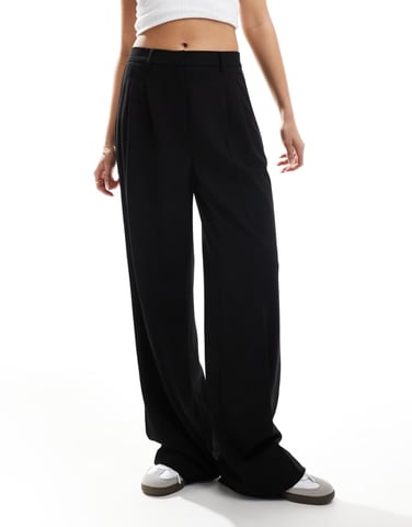 Vero Moda plisserade framsida jersey crepe byxor i svart