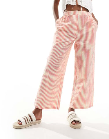 ASOS DESIGN cropped byxor med resårmidja i orange rand