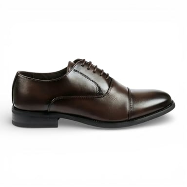 Bruine klassieke Oxford-schoenen met neuskap en vetersluiting voor heren.