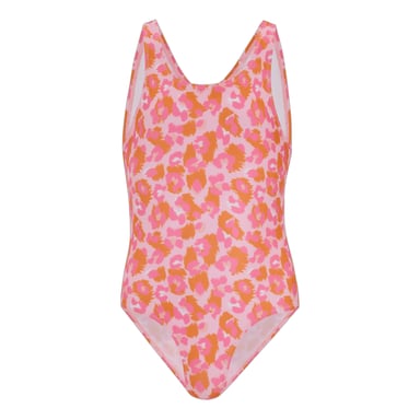 Regatta Girls Katrisse Leopard One Piece Swimsuit (Orange Peel)