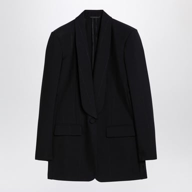 Zwarte Stretch Wolmix Blazer
