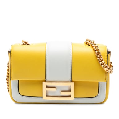 Pre-owned Mini Bicolor Nappa Apolo Chain Baguette Schoudertas