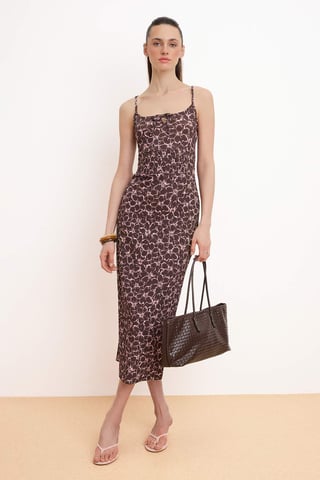 Mouwloze bodycon midi-jurk met bloemenprint voor dames