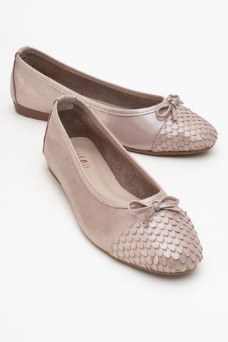 Copos Leren Strik Neus Ballerina