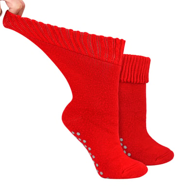 Dames Extra Wijde Winter Bed Sokken met Grip | Antislip Thermische Slaap Sokken