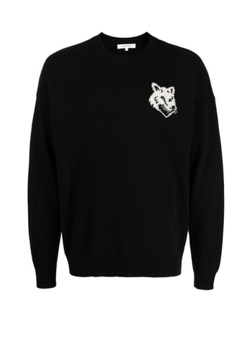 Trui met intarsia logo en vossenkop
