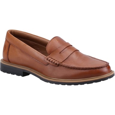 Hush Puppies Verity Slip On Leren Damesslippers In Tan.