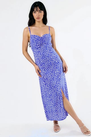 Bloemen Midi Slip Dress met Hartkraag