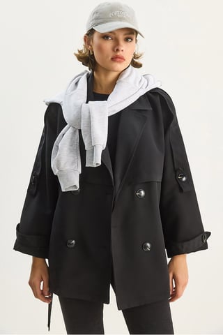 Knopen Midi Trenchcoat