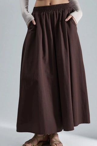 Elastische Taille Maxi Rok met Zakken