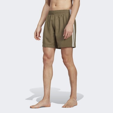 Men's adidas Originals Adicolor 3-Stripes Swim Shorts in olive