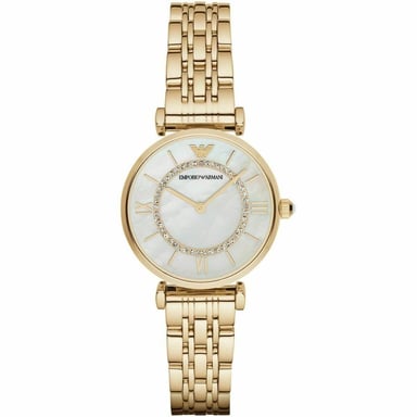 Emporio Armani AR1907 Moeder van Parel Wijzerplaat Gouden Stalen Dameshorloge
