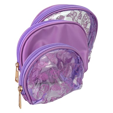 3-delige Dames Cosmetica Tas Set met Vlinderprint voor Make-up en Toilettas Reistassen