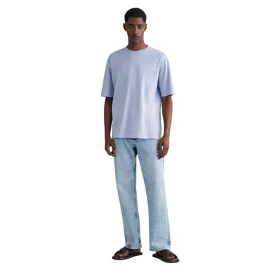 Gant Geborduurd Logo Heren Regular T-shirt met korte mouwen (Blauw)