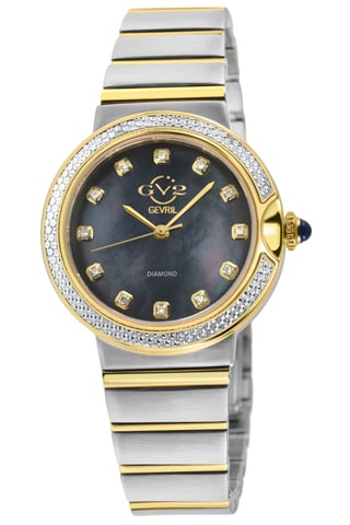 GV2 Women's Sorrento Diamond sWiss Quartz Black MOP Dial, Watch