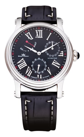 Yonger Black Dial Silver Case Watch
