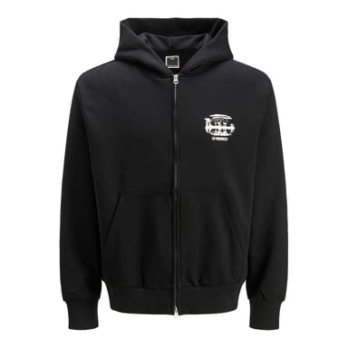 Jack And Jones Mens Graphic Print Regular Full Zip Hoodie (Black)