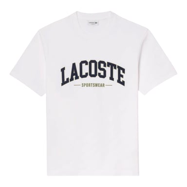 Lacoste Unisex Gebogen Logo T-shirt voor volwassenen (Wit)