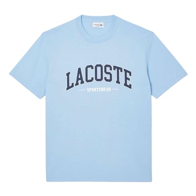 Lacoste Unisex Gebogen Logo T-shirt voor volwassenen (Blauw)