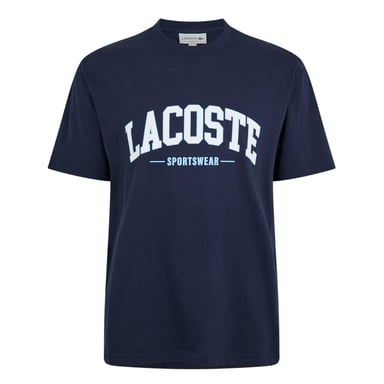 Lacoste Unisex Gebogen Logo T-shirt voor volwassenen (Marine)