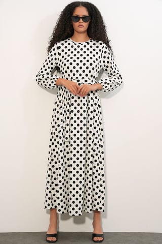 Floral Crewlijf Maxi Brei Jurk met Strikdetail