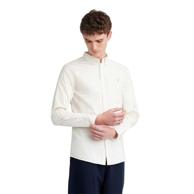 Farah Vintage Oxford-overhemd met lange mouwen en knoopsluiting voor heren (Ecru)