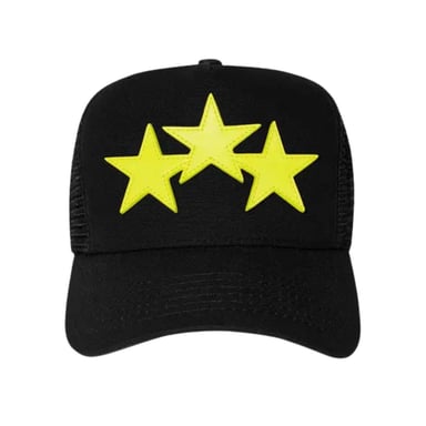 Amiri Trucker met sterren voor volwassenen (ZWART/GEEL)