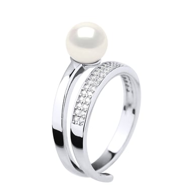Ring Rush Verstelbare Ronde Zoetwater Parel sieraden 7-8mm White 925