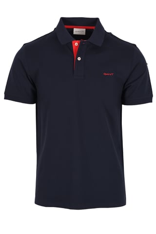 Gant SS poloshirt met contrasterende kraag Avondblauw