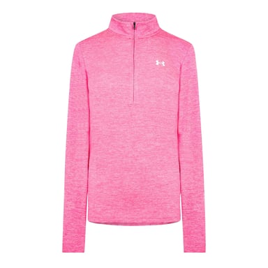 Under Armour Dames-top met halve rits en textuur (Roze)