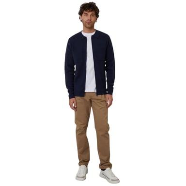Threadbare Gebreid herenvest met ritssluiting aan de voorkant (Marine)