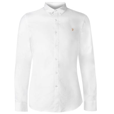 Farah Vintage Oxford-overhemd met lange mouwen en knoopsluiting voor heren (Wit)