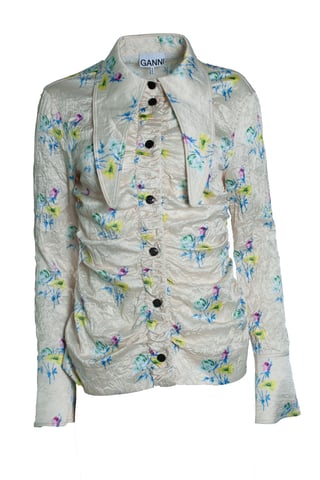 Ganni, floral crinkled blouse