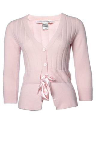 Diane Von Furstenberg, Pink cardigan with ribbon