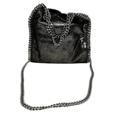 Stella McCartney Falabella Shoulder Bag in Black Metallic Faux Leather