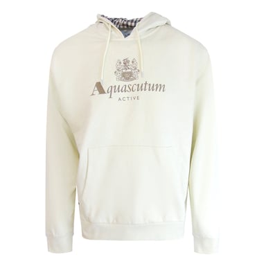Aquascutum Active Big Logo Hoodie Oud Wit