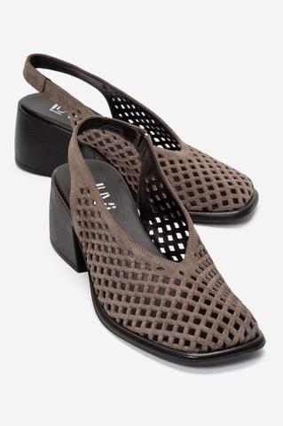 Monvera Blokhak Leren Slingback Sandaal